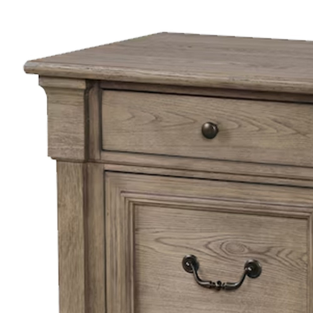 Roi Nightstand, 2 Drawers, Weathered Gray Solid Wood, 28 Inch - BM340859