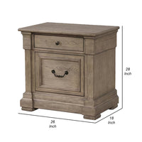 Roi Nightstand, 2 Drawers, Weathered Gray Solid Wood, 28 Inch - BM340859