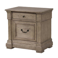 Roi Nightstand, 2 Drawers, Weathered Gray Solid Wood, 28 Inch - BM340859