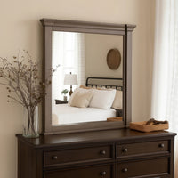 Huder Dresser Mirror, Beveled Glass, Dark Walnut Brown Wood, 39x46 - BM340862