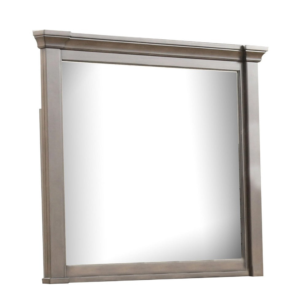 Huder Dresser Mirror, Beveled Glass, Dark Walnut Brown Wood, 39x46 - BM340862