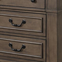 Huder Nightstand, 3 Drawers, Dark Walnut Brown Wood, Black Metal, 29 Inch - BM340863