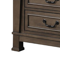 Huder Nightstand, 3 Drawers, Dark Walnut Brown Wood, Black Metal, 29 Inch - BM340863