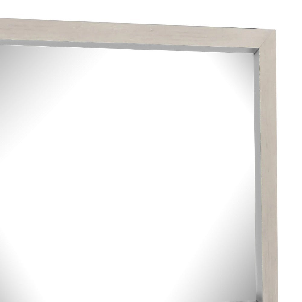 Kexa Dresser Mirror, Bevel Glass, Light Gray Solid Wood Frame, 34x44  - BM340866