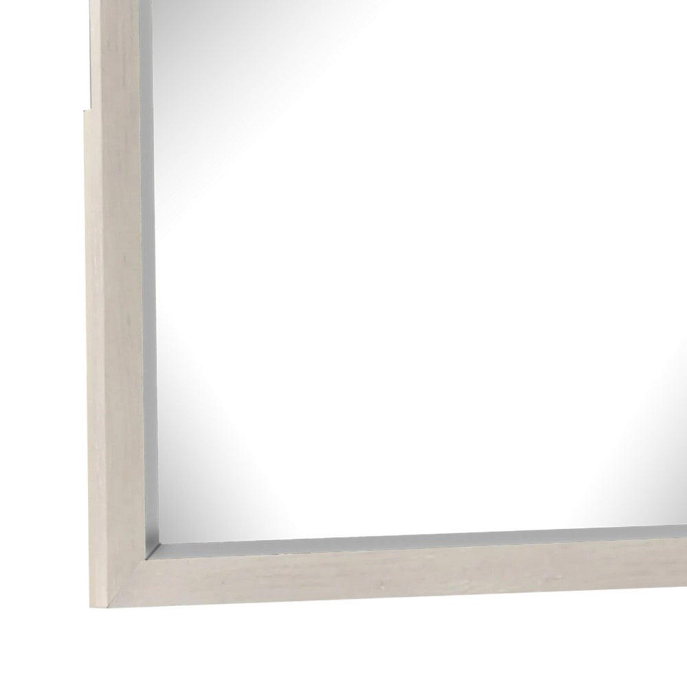 Kexa Dresser Mirror, Bevel Glass, Light Gray Solid Wood Frame, 34x44  - BM340866