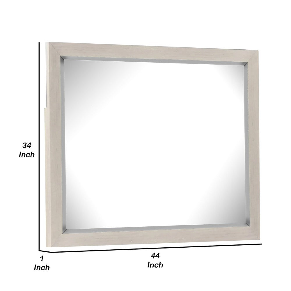Kexa Dresser Mirror, Bevel Glass, Light Gray Solid Wood Frame, 34x44  - BM340866