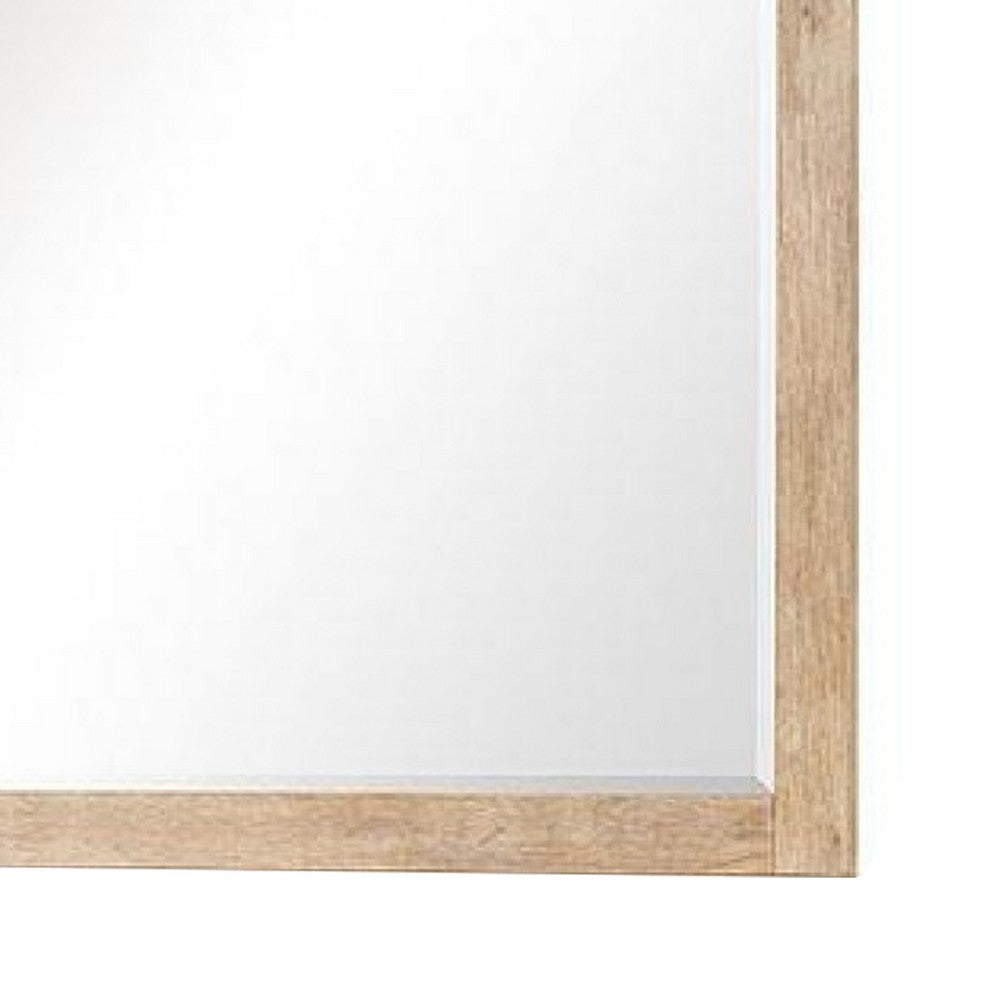 Rexa Dresser Mirror, Beveled Glass, Natural Brown Solid Wood, 36x42 - BM340867