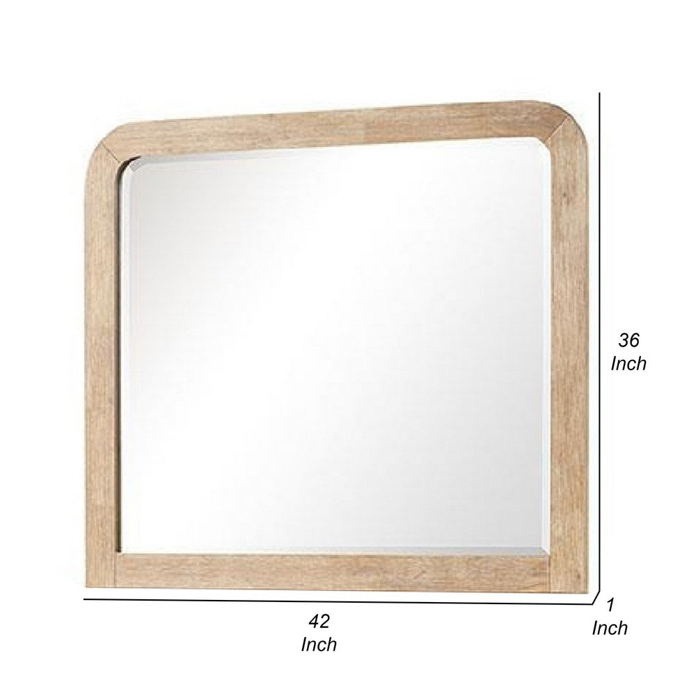 Rexa Dresser Mirror, Beveled Glass, Natural Brown Solid Wood, 36x42 - BM340867