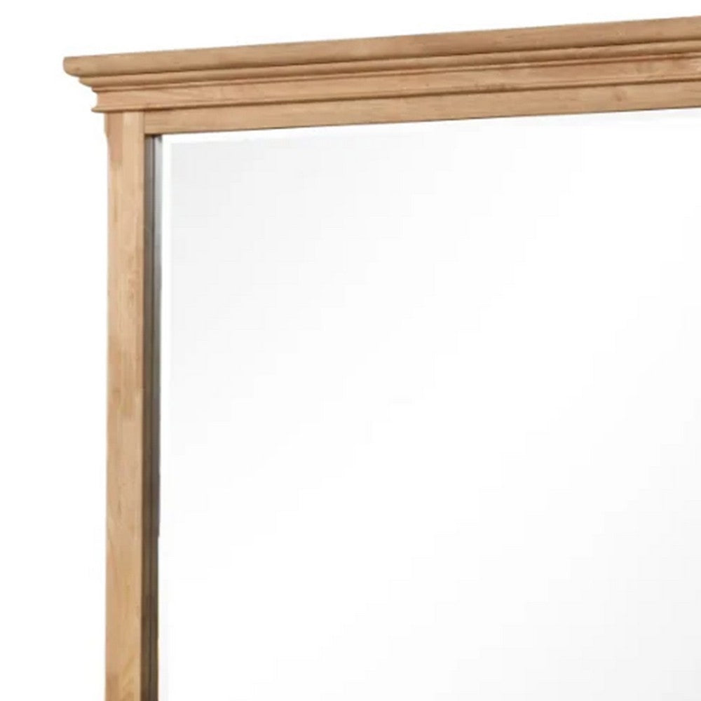 Lexa Dresser Mirror, Bevel Glass, Natural Oak Brown Solid Wood, 38x44 - BM340870