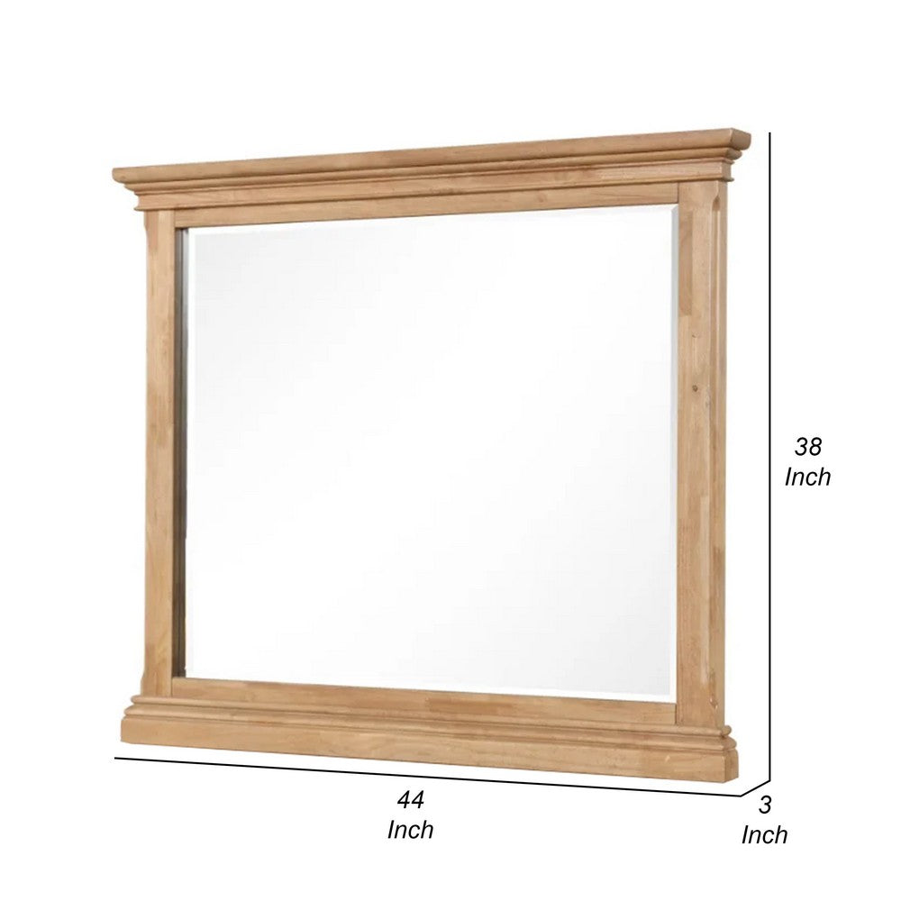 Lexa Dresser Mirror, Bevel Glass, Natural Oak Brown Solid Wood, 38x44 - BM340870