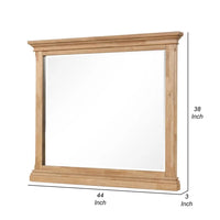 Lexa Dresser Mirror, Bevel Glass, Natural Oak Brown Solid Wood, 38x44 - BM340870