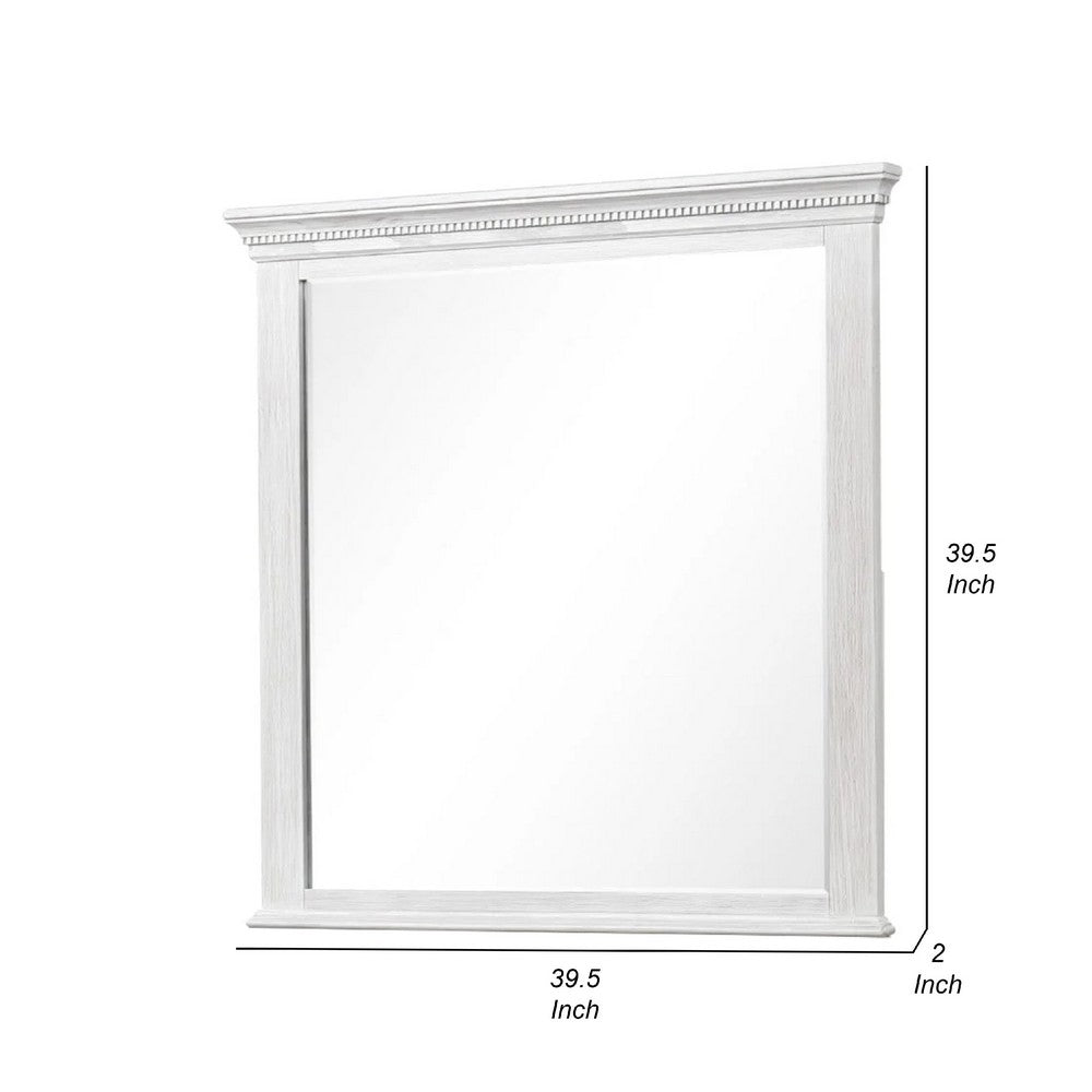 Leyne Dresser Mirror, Bevel Glass, Weathered Gray Solid Wood, 40 Inch - BM340873