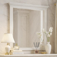 Leyne Dresser Mirror, Bevel Glass, Weathered Gray Solid Wood, 40 Inch - BM340873