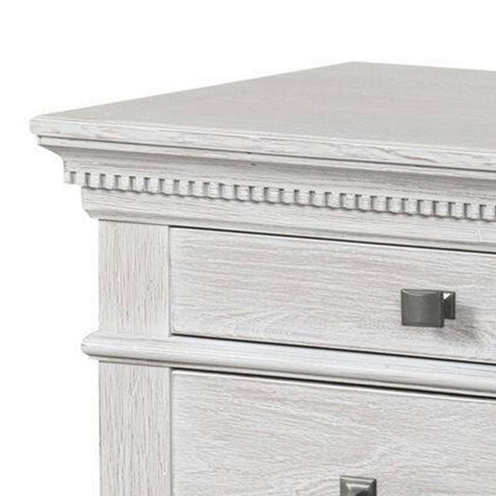 Leyne Nightstand, 3 Drawers, Farmhouse Weathered Gray Solid Wood, 26 Inch - BM340874