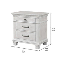 Leyne Nightstand, 3 Drawers, Farmhouse Weathered Gray Solid Wood, 26 Inch - BM340874