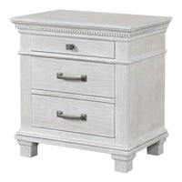 Leyne Nightstand, 3 Drawers, Farmhouse Weathered Gray Solid Wood, 26 Inch - BM340874