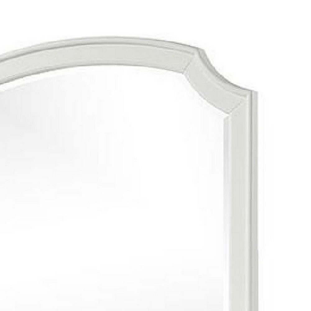 Kyna Dresser Mirror, Beveled Glass, Classic Antique White Solid Wood, 40x42  - BM340877