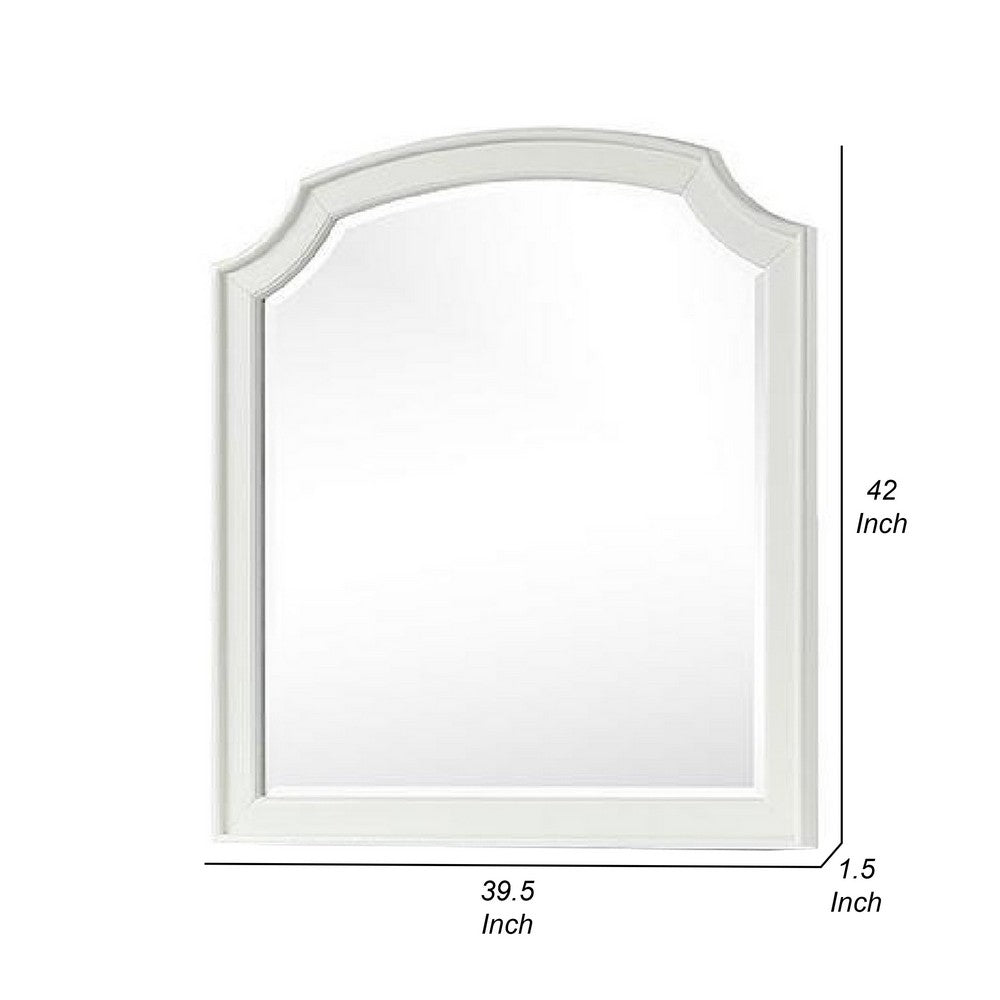 Kyna Dresser Mirror, Beveled Glass, Classic Antique White Solid Wood, 40x42  - BM340877