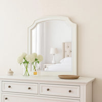 Kyna Dresser Mirror, Beveled Glass, Classic Antique White Solid Wood, 40x42  - BM340877