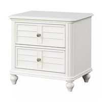 Kyna Nightstand, 2 Drawers, Classic Antique White Solid Wood, 28 Inch - BM340878