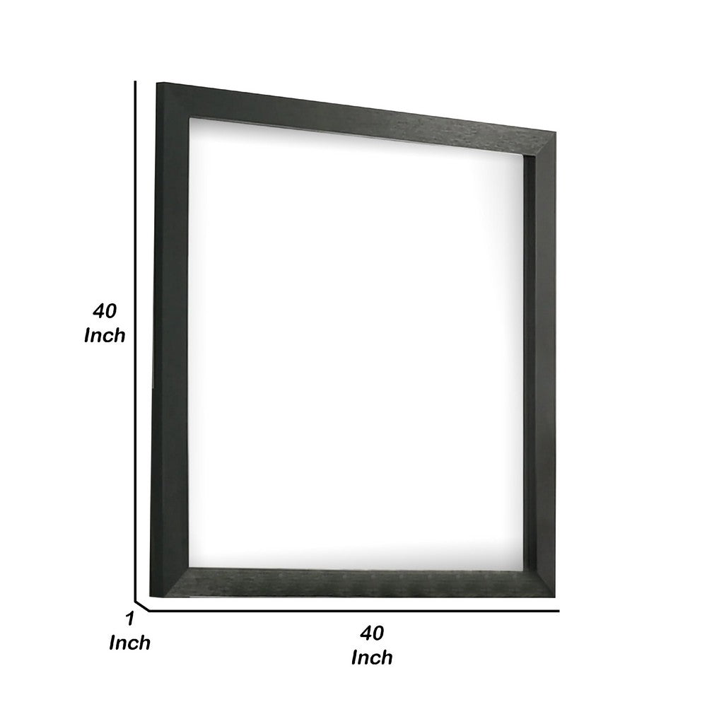 Lati Dresser Mirror, Beveled Glass, Black Wood, 40 Inch Square - BM340881