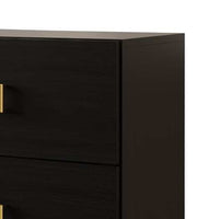 Lati Nightstand, 2 Drawers, Black Wood, Gold Metal, 24 Inch - BM340882