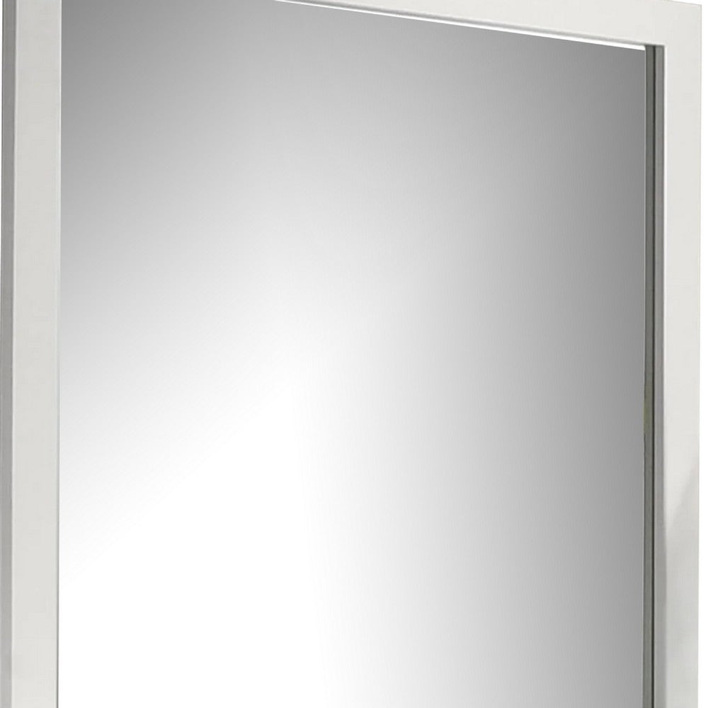 Dyl Dresser Mirror, Bevel Glass, White Wood Frame, 40 Inch Square - BM340884