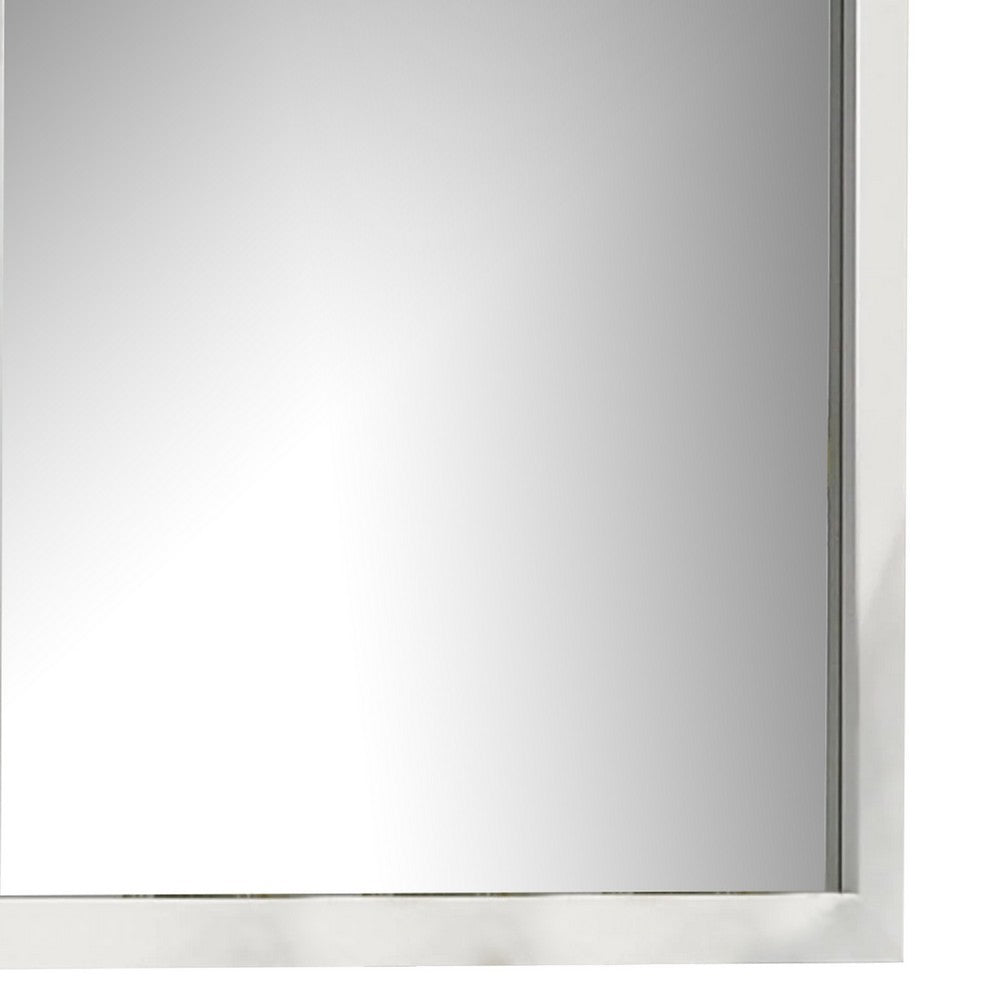 Dyl Dresser Mirror, Bevel Glass, White Wood Frame, 40 Inch Square - BM340884
