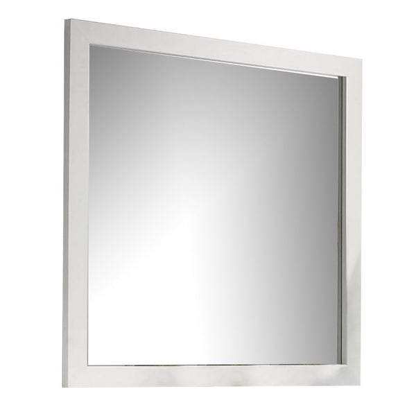 Dyl Dresser Mirror, Bevel Glass, White Wood Frame, 40 Inch Square - BM340884