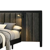 Fel Queen Size Bed, Dark Brown Wood Frame, Upholstered Headboard - BM340887