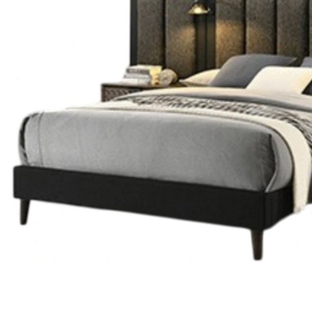 Fel Queen Size Bed, Dark Brown Wood Frame, Upholstered Headboard - BM340887