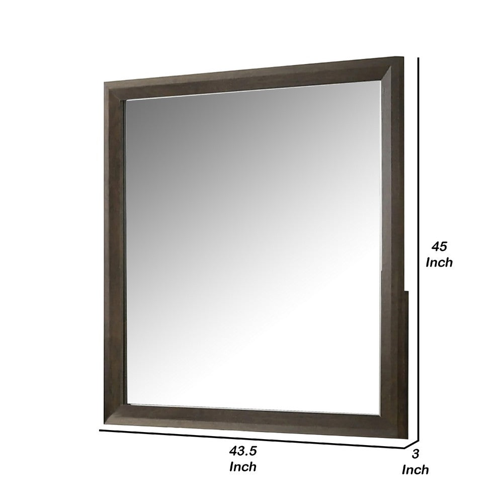 Fel Dresser Mirror, Beveled Glass, Dark Brown Wood Frame, 44x45 - BM340888