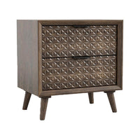 Fel Nightstand, 2 Drawers, Dark Brown Wood, 25 Inch - BM340889