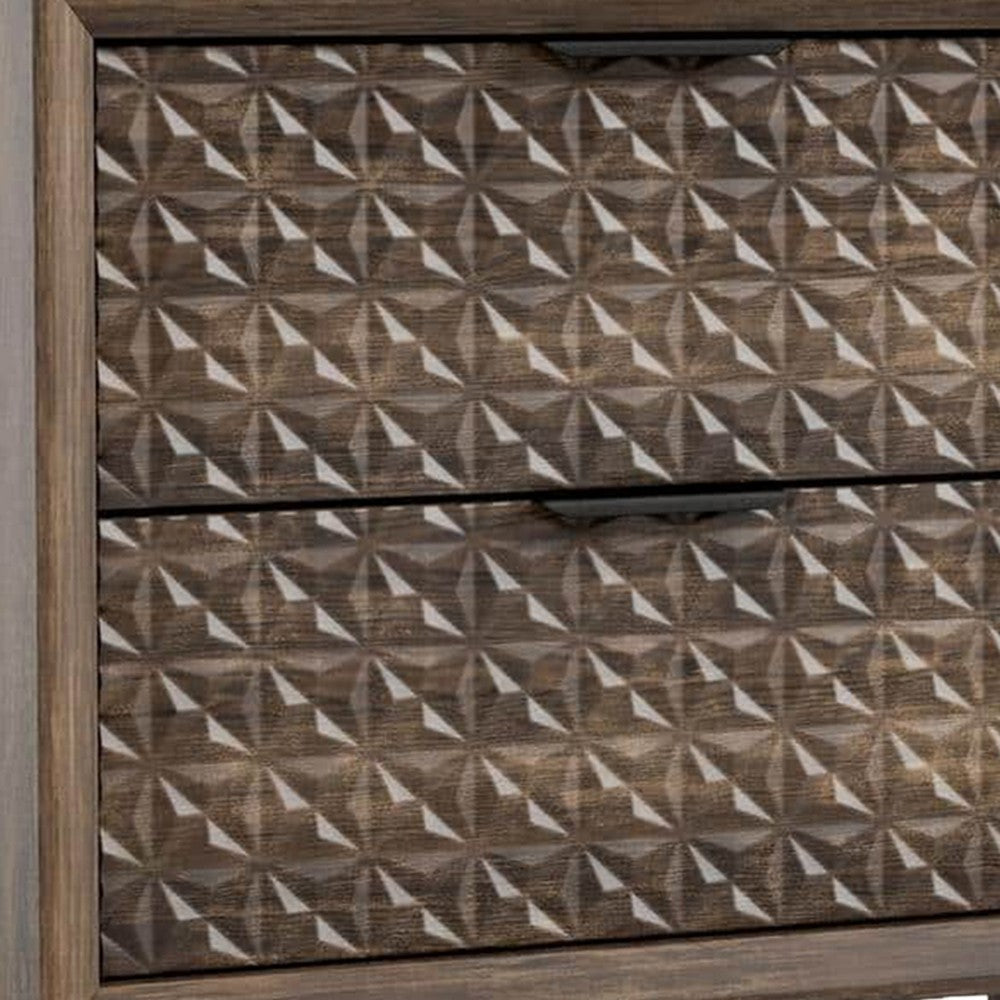 Fel Nightstand, 2 Drawers, Dark Brown Wood, 25 Inch - BM340889