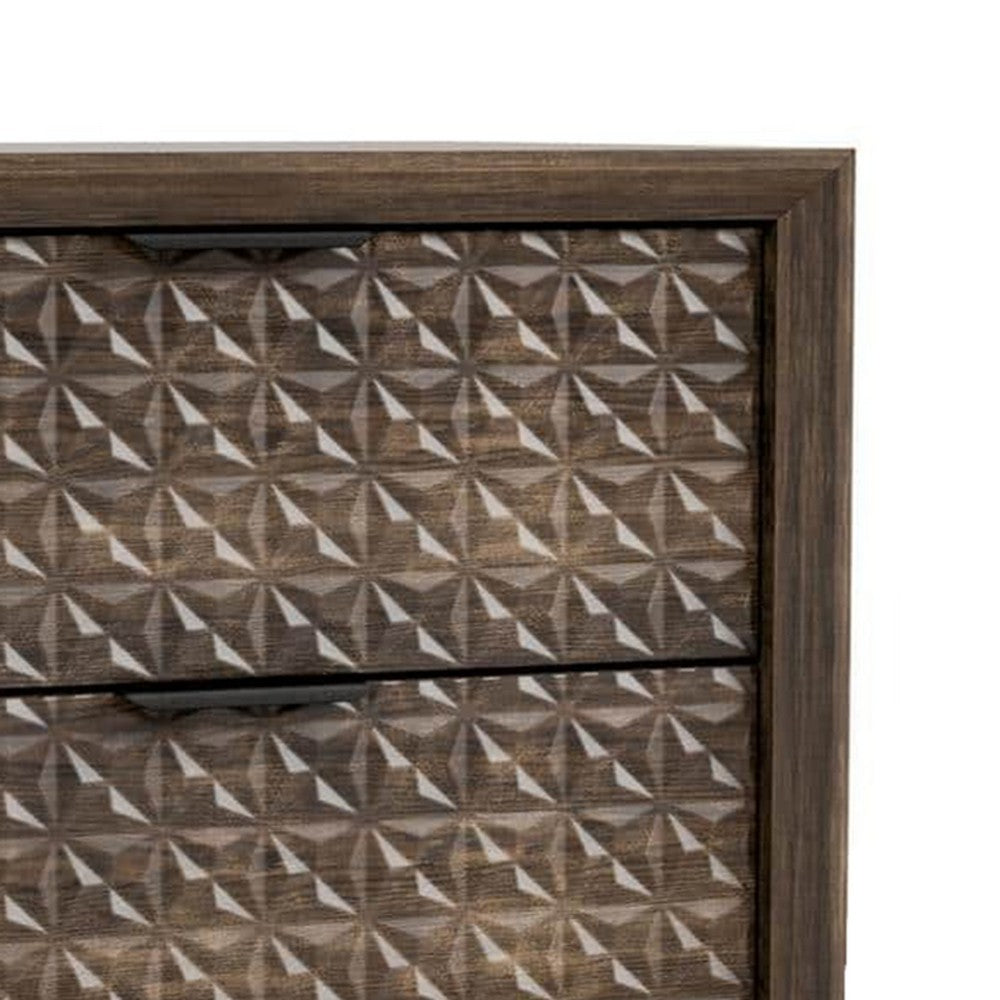 Fel Nightstand, 2 Drawers, Dark Brown Wood, 25 Inch - BM340889