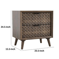 Fel Nightstand, 2 Drawers, Dark Brown Wood, 25 Inch - BM340889