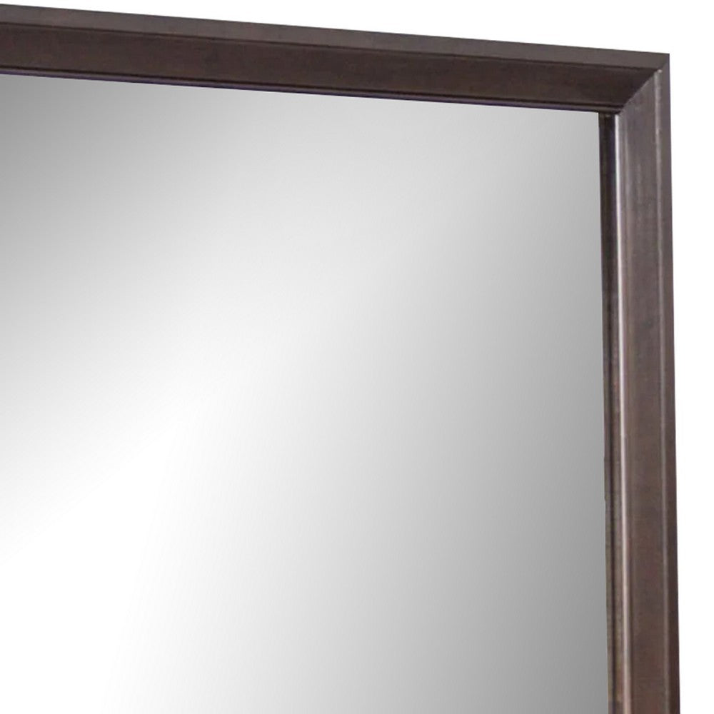Nitz Dresser Mirror, Beveled Glass, Espresso Brown Solid Wood Frame, 36x40 - BM340891