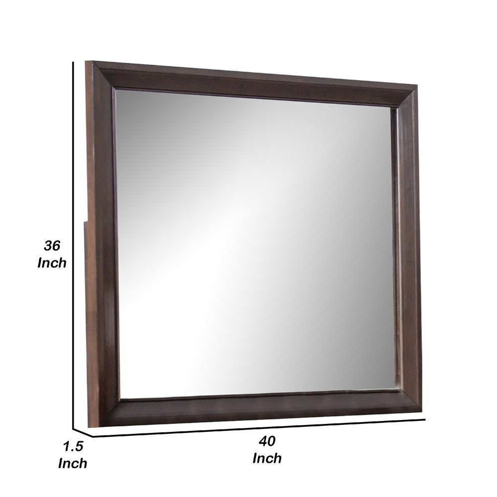 Nitz Dresser Mirror, Beveled Glass, Espresso Brown Solid Wood Frame, 36x40 - BM340891