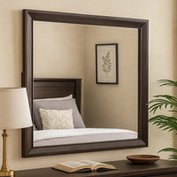 Nitz Dresser Mirror, Beveled Glass, Espresso Brown Solid Wood Frame, 36x40 - BM340891