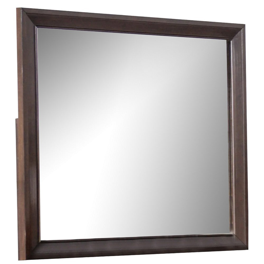 Nitz Dresser Mirror, Beveled Glass, Espresso Brown Solid Wood Frame, 36x40 - BM340891