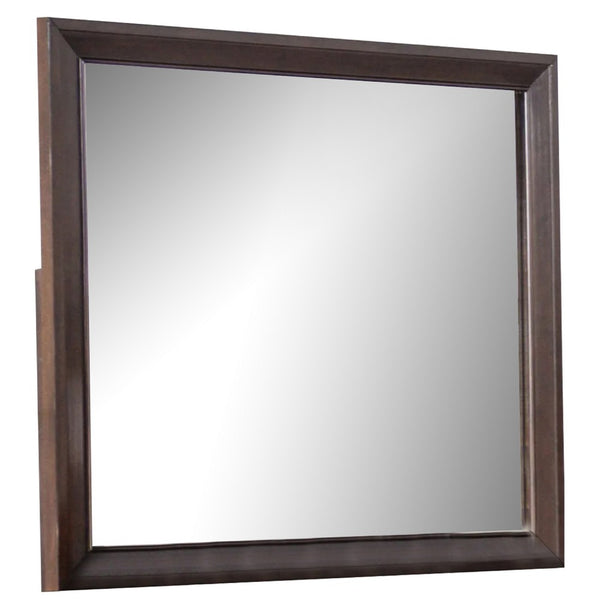 Nitz Dresser Mirror, Beveled Glass, Espresso Brown Solid Wood Frame, 36x40 - BM340891