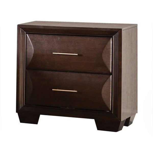 Nitz Nightstand, 2 Drawers, Espresso Brown Solid Wood, 27 Inch - BM340892