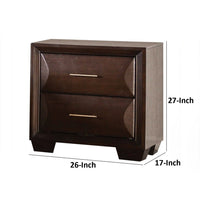 Nitz Nightstand, 2 Drawers, Espresso Brown Solid Wood, 27 Inch - BM340892