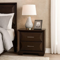 Nitz Nightstand, 2 Drawers, Espresso Brown Solid Wood, 27 Inch - BM340892