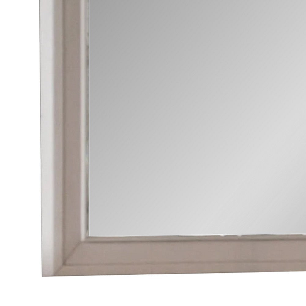 Nitz Dresser Mirror, Beveled Glass, White Solid Wood Frame, 36x40 - BM340894