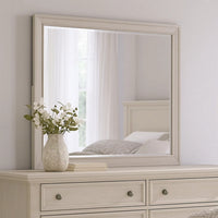 Nitz Dresser Mirror, Beveled Glass, White Solid Wood Frame, 36x40 - BM340894