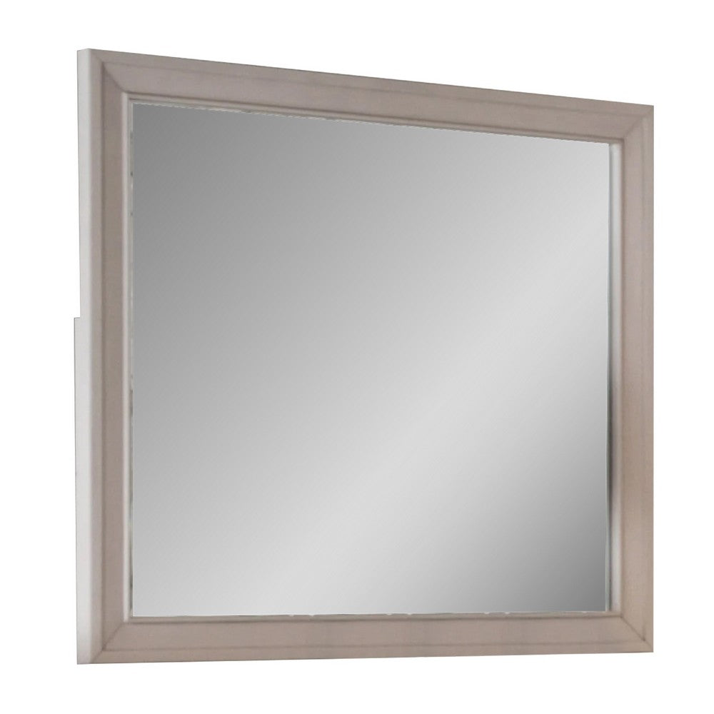 Nitz Dresser Mirror, Beveled Glass, White Solid Wood Frame, 36x40 - BM340894