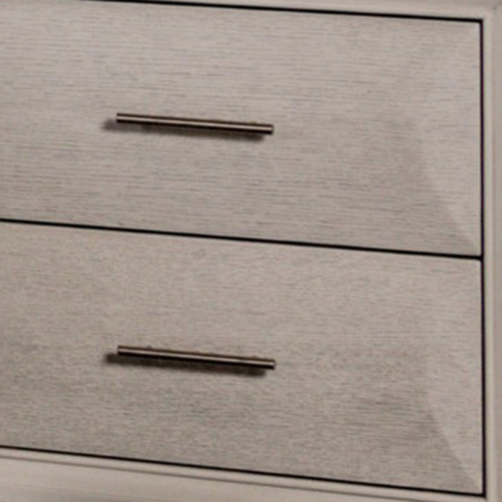 Nitz Nightstand, 2 Drawers, White Solid Wood, Metal Handles, 27 Inch - BM340895