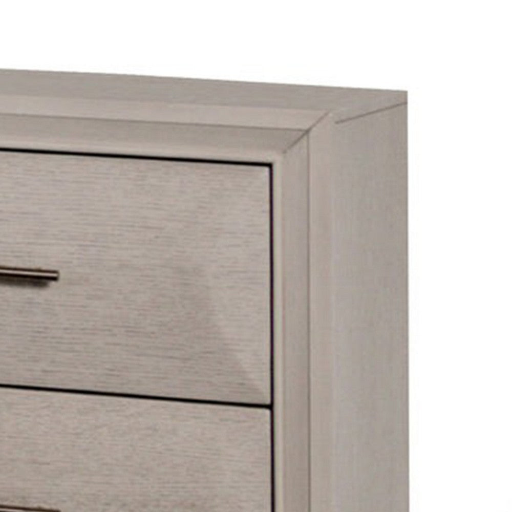 Nitz Nightstand, 2 Drawers, White Solid Wood, Metal Handles, 27 Inch - BM340895