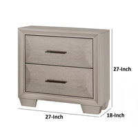 Nitz Nightstand, 2 Drawers, White Solid Wood, Metal Handles, 27 Inch - BM340895